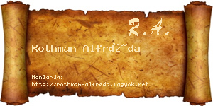 Rothman Alfréda névjegykártya
